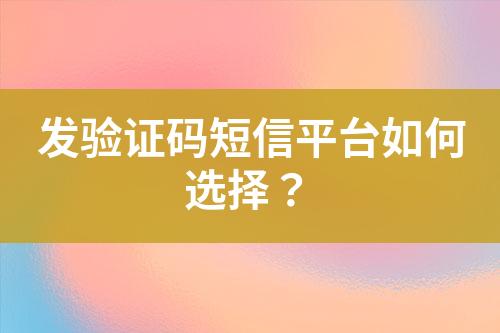 發(fā)驗(yàn)證碼短信平臺如何選擇？