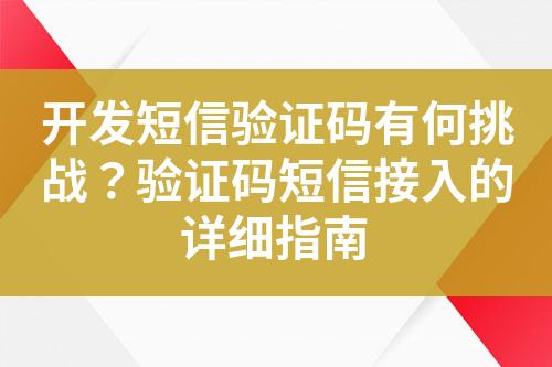 開發(fā)短信驗(yàn)證碼有何挑戰(zhàn)？驗(yàn)證碼短信接入的詳細(xì)指南