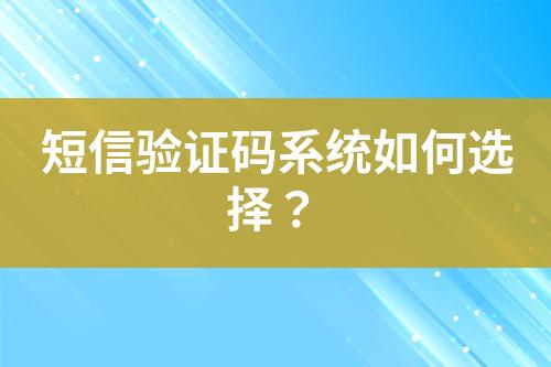 短信驗證碼系統(tǒng)如何選擇？
