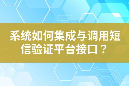 系統(tǒng)如何集成與調用短信驗證平臺接口？