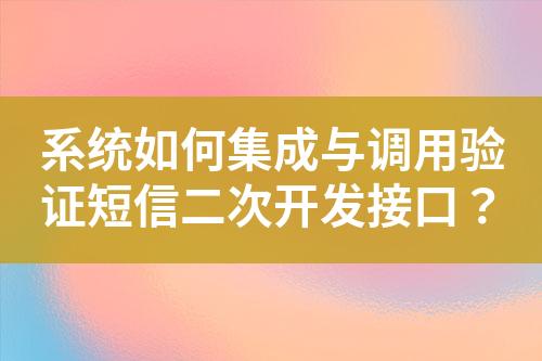系統(tǒng)如何集成與調(diào)用驗(yàn)證短信二次開發(fā)接口？